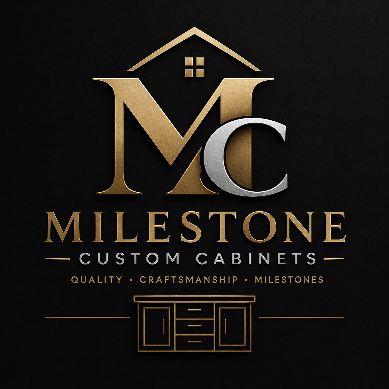 Milestone Custom Cabinets Inc. gold MC emblem